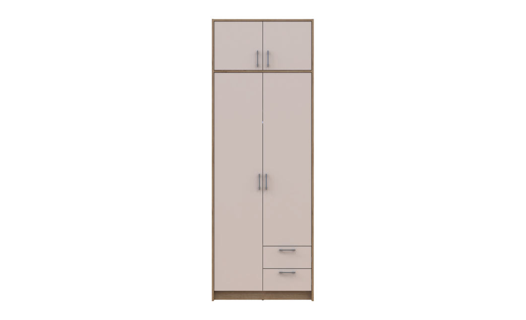 Kleiderschrank Doros Rondi Schiebetüren mit Oberschrank Artisan Eiche / Kaschmir 2 Türen 82x52x236 (80737809)