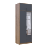 Kleiderschrank Doros Rondi mit Drehtüren mit Oberschrank und Spiegel Artisan Eiche / Graphitgrau 2 Türen 82x52x236 (80737810)