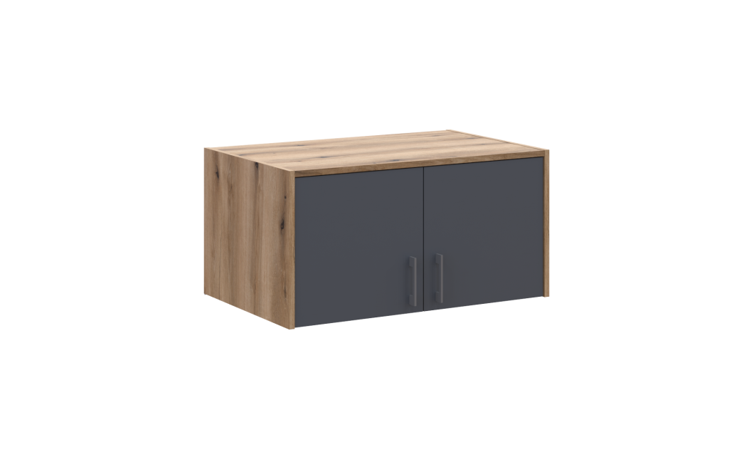 Kleiderschrank Doros Rondi mit Drehtüren mit Oberschrank und Spiegel Artisan Eiche / Graphitgrau 2 Türen 82x52x236 (80737810)