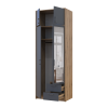 Kleiderschrank Doros Rondi mit Drehtüren mit Oberschrank und Spiegel Artisan Eiche / Graphitgrau 2 Türen 82x52x236 (80737810)