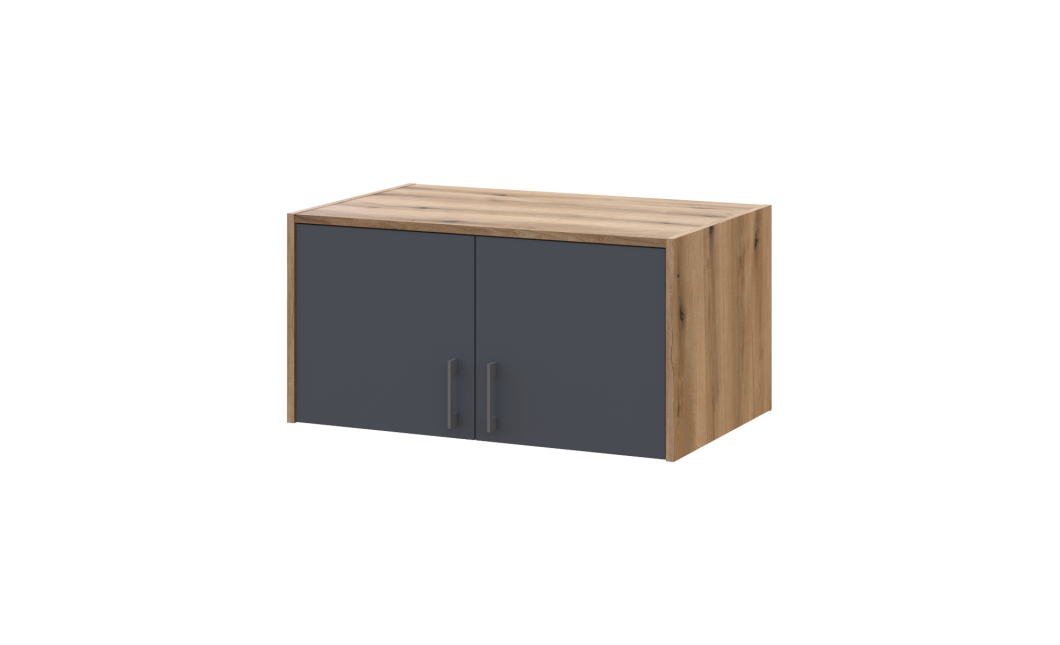 Kleiderschrank Doros Rondi mit Drehtüren mit Oberschrank und Spiegel Artisan Eiche / Graphitgrau 2 Türen 82x52x236 (80737810)