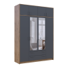 Kleiderschrank Doros Rondi mit Drehtüren und Spiegel Artisan Eiche / Graphitgrau 4 Türen 160x52x236 (80737830)