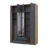 Kleiderschrank Doros Rondi mit Drehtüren und Spiegel Artisan Eiche / Graphitgrau 4 Türen 160x52x236 (80737830)