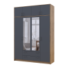 Kleiderschrank Doros Rondi mit Drehtüren und Spiegel Artisan Eiche / Graphitgrau 4 Türen 160x52x236 (80737830)