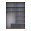 Kleiderschrank Doros Rondi mit Drehtüren und Spiegel Artisan Eiche / Graphitgrau 4 Türen 160x52x236 (80737830)