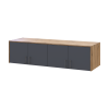 Kleiderschrank Doros Rondi mit Drehtüren und Spiegel Artisan Eiche / Graphitgrau 4 Türen 160x52x236 (80737830)