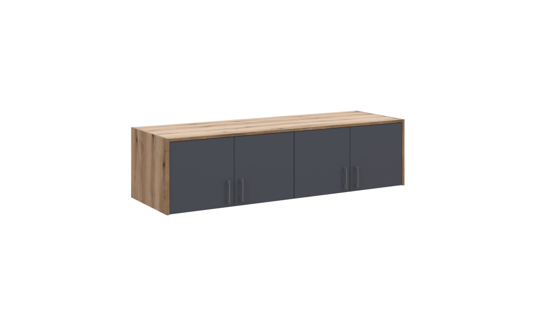 Kleiderschrank Doros Rondi mit Drehtüren und Spiegel Artisan Eiche / Graphitgrau 4 Türen 160x52x236 (80737830)