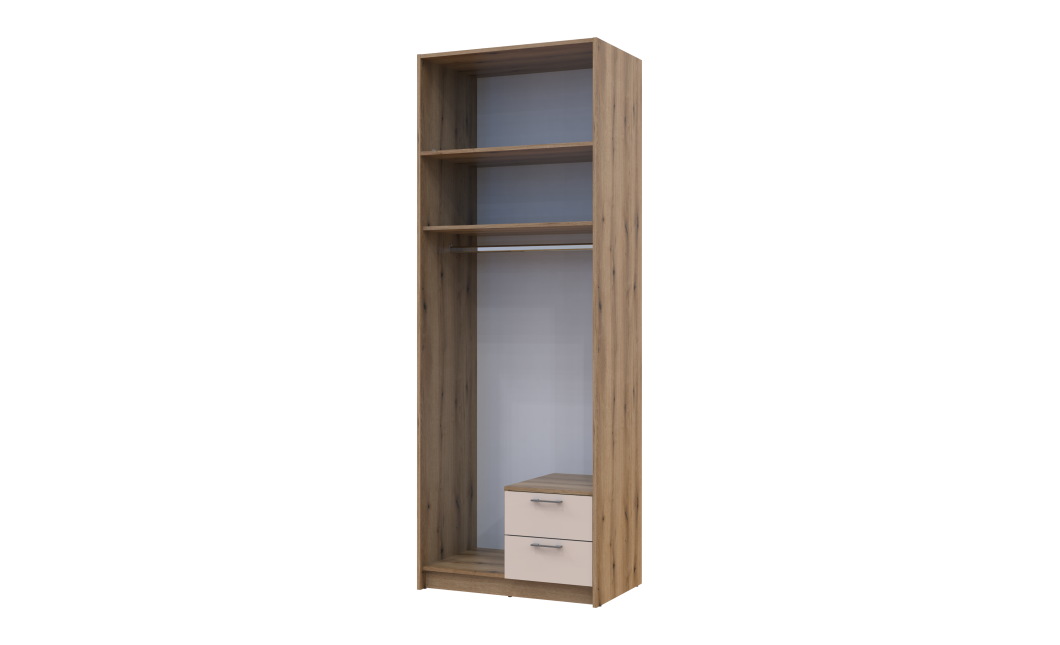 Kleiderschrank Doros Rondi mit Drehtüren und Spiegel Artisan Eiche / Kaschmir 2 Türen 82x52x236 (80737811)