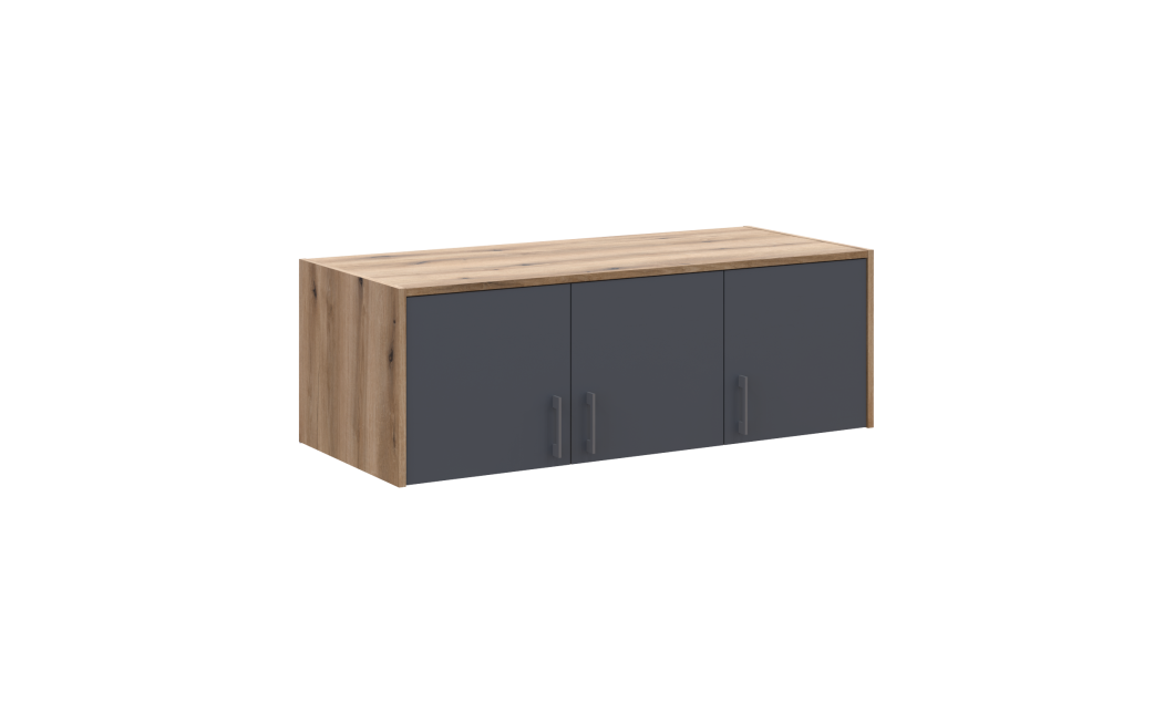 Kleiderschrank Doros Rondi mit Drehtüren mit Oberschrank Artisan Eiche / Graphitgrau 3 Türen 121x52x236 (80737818)