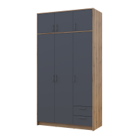 Kleiderschrank Doros Rondi Schiebetüren mit Oberschrank Artisan Eiche / Graphitgrau 3 Türen 121x52x236 (80737818)