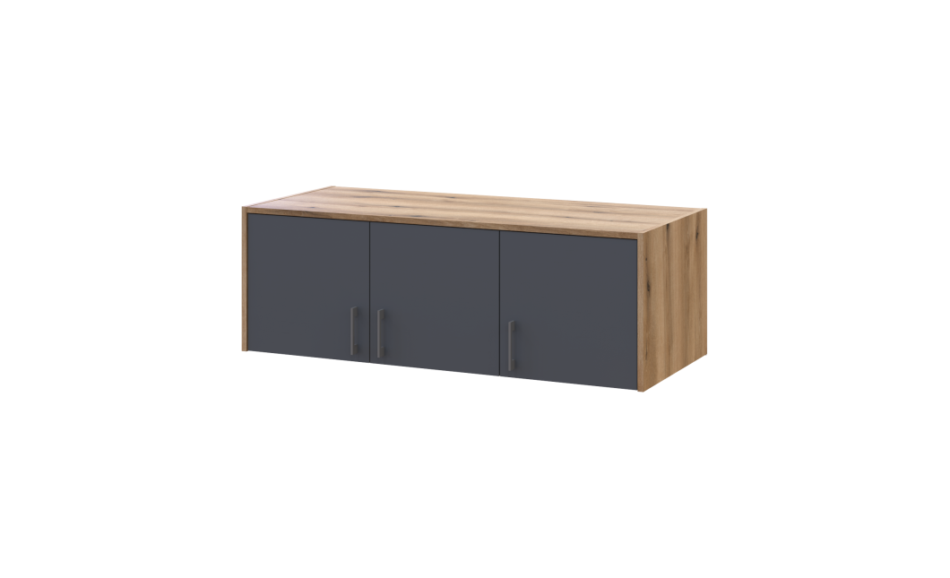 Kleiderschrank Doros Rondi mit Drehtüren mit Oberschrank Artisan Eiche / Graphitgrau 3 Türen 121x52x236 (80737818)