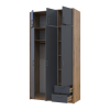 Kleiderschrank Doros Rondi mit Drehtüren mit Oberschrank Artisan Eiche / Graphitgrau 3 Türen 121x52x236 (80737818)