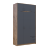 Kleiderschrank Doros Rondi mit Drehtüren mit Oberschrank Artisan Eiche / Graphitgrau 3 Türen 121x52x236 (80737818)
