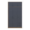 Kleiderschrank Doros Rondi mit Drehtüren mit Oberschrank Artisan Eiche / Graphitgrau 3 Türen 121x52x236 (80737818)
