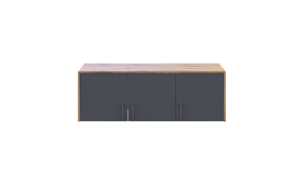Kleiderschrank Doros Rondi mit Drehtüren mit Oberschrank Artisan Eiche / Graphitgrau 3 Türen 121x52x236 (80737818)