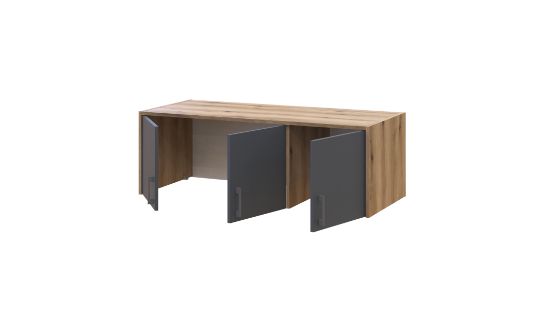 Kleiderschrank Doros Rondi mit Drehtüren und Spiegel Artisan Eiche / Graphitgrau 3 Türen 121x52x236 (80737820)