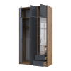 Kleiderschrank Doros Rondi mit Drehtüren und Spiegel Artisan Eiche / Graphitgrau 3 Türen 121x52x236 (80737820)
