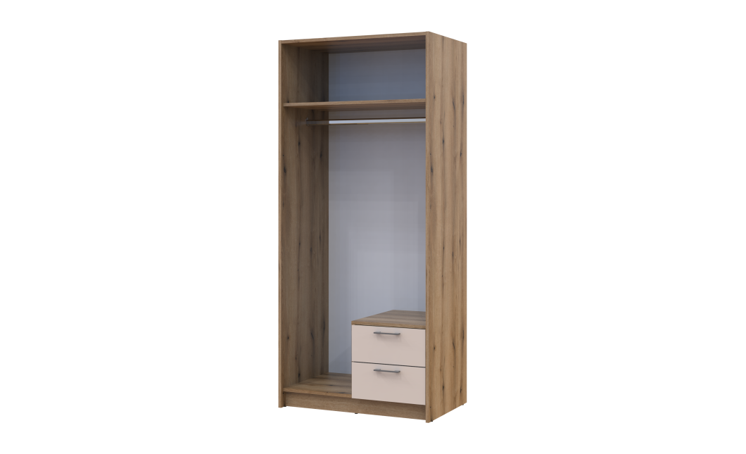 Kleiderschrank Doros Rondi Schiebetüren mit Spiegel Artisan Eiche / Kaschmir 2 Türen 82x52x195 (80737807)