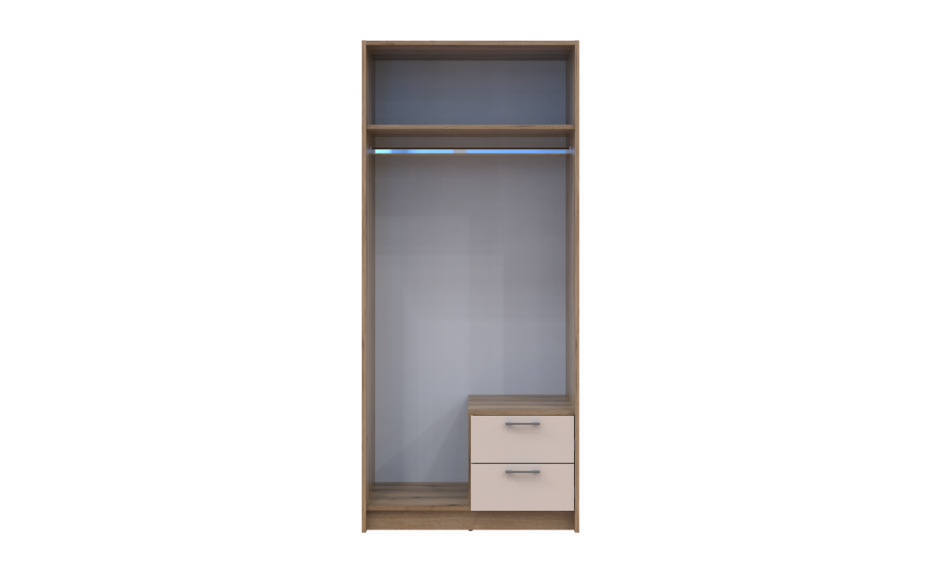Kleiderschrank Doros Rondi Schiebetüren mit Spiegel Artisan Eiche / Kaschmir 2 Türen 82x52x195 (80737807)