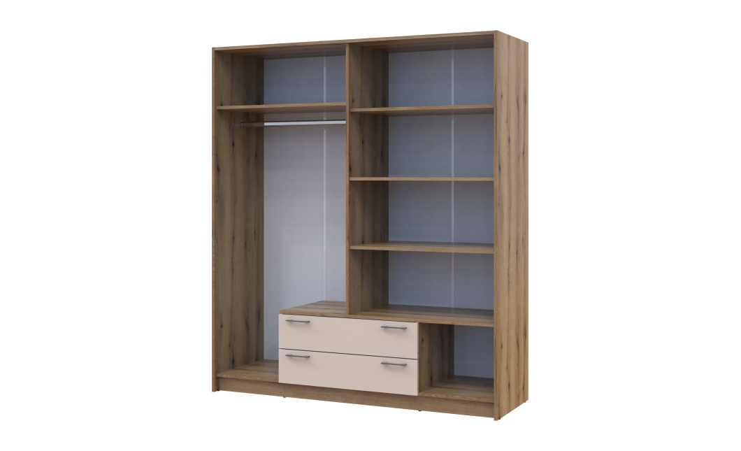 Kleiderschrank Doros Rondi Schiebetüren mit Spiegel Artisan Eiche / Kaschmir 4 Türen 160x52x195 (80737827)