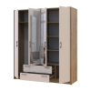 Kleiderschrank Doros Rondi Schiebetüren mit Spiegel Artisan Eiche / Kaschmir 4 Türen 160x52x195 (80737827)