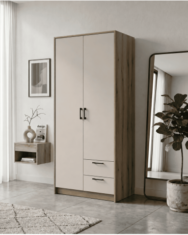 Kleiderschrank Doros Rondi Schiebetüren Artisan Eiche / Kaschmir 2 Türen 82x52x195 (80737805)
