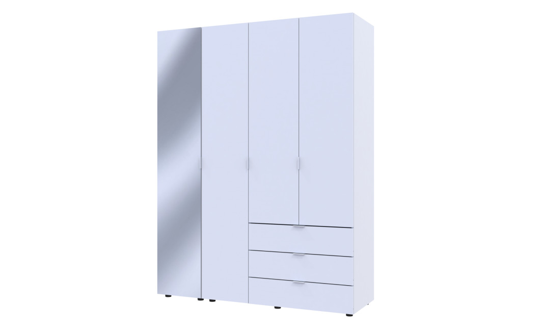Kleiderschrank Doros Gelar Weiß 3 Türen mit Spiegel 155x49,5x203,4 (42002157)