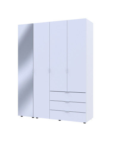 Kleiderschrank Doros Gelar Weiß 3 Türen mit Spiegel 155x49,5x203,4 (42002157)