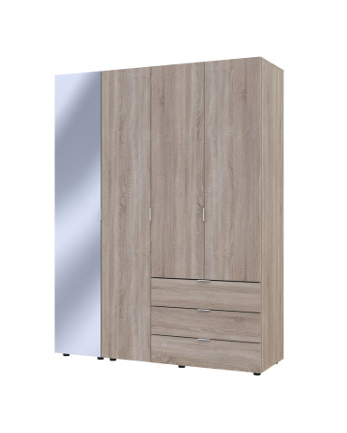 Drehtürenschrank Doros Gelar Sonoma Eiche 3 Türen mit Spiegel 155x49,5x203,4 (42002159)