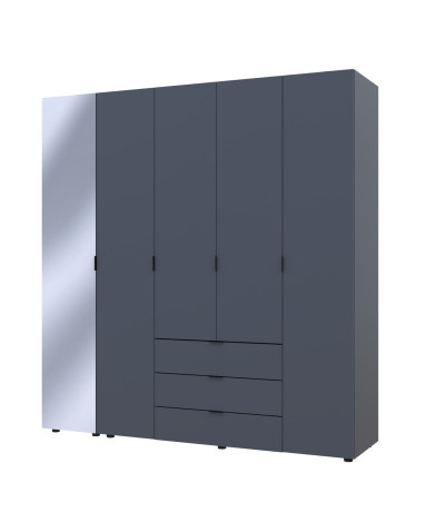 Drehtürenschrank Doros Gelar Graphitgrau 4 Türen mit Spiegel 194x49,5x203,4 (42002161)