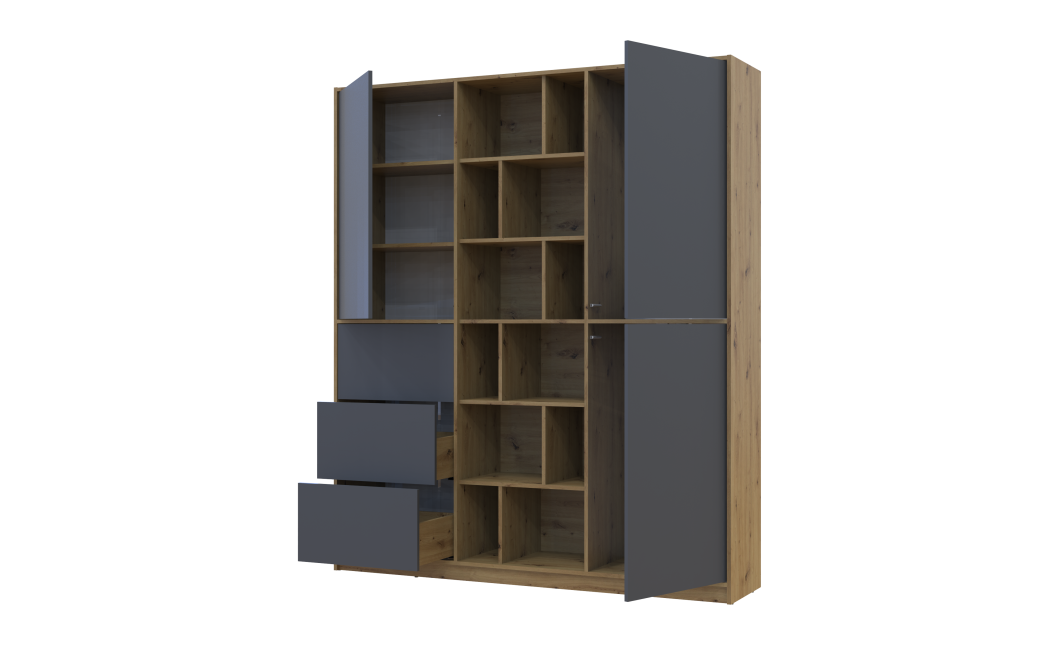 Kleiderschrank Doros Morgan Artisan Eiche/Graphitgrau 2 Türen mit Schublade 180x38,5x210 (42002256)