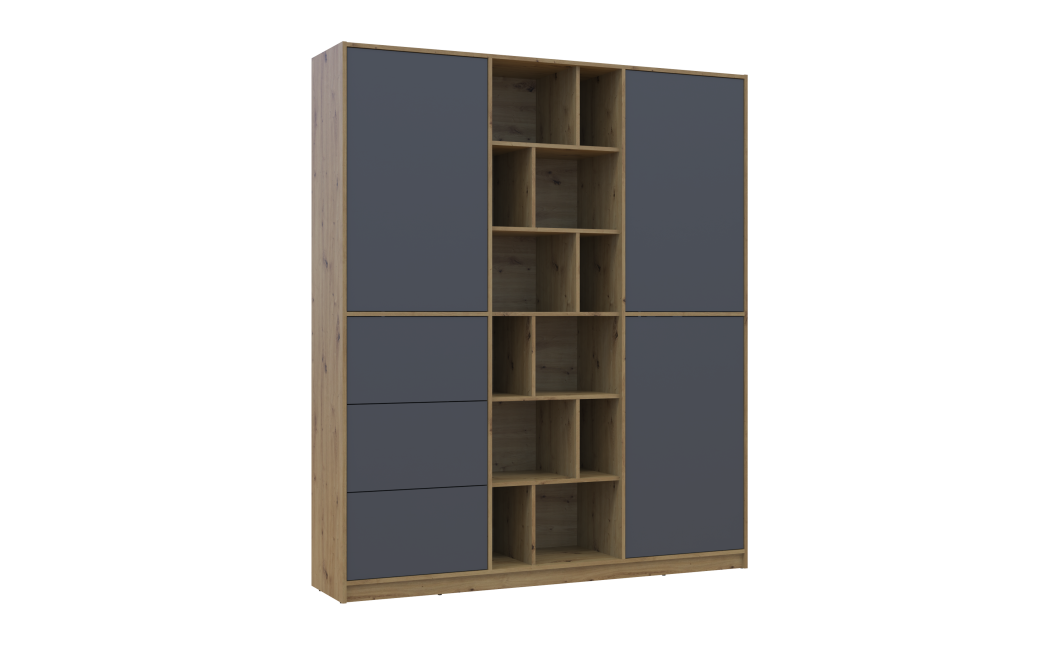 Kleiderschrank Doros Morgan Artisan Eiche/Graphitgrau 2 Türen mit Schublade 180x38,5x210 (42002256)