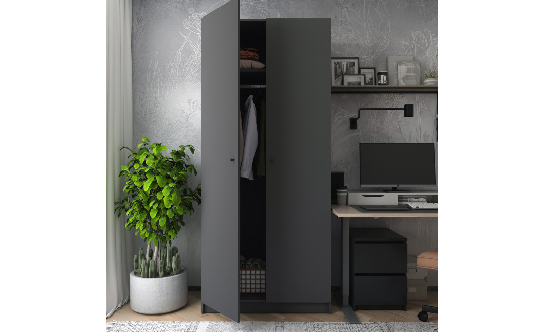 Kleiderschrank Doros Promo mit Drehtüren Anthrazit 2 Türen 90x48x204 (44900523)
