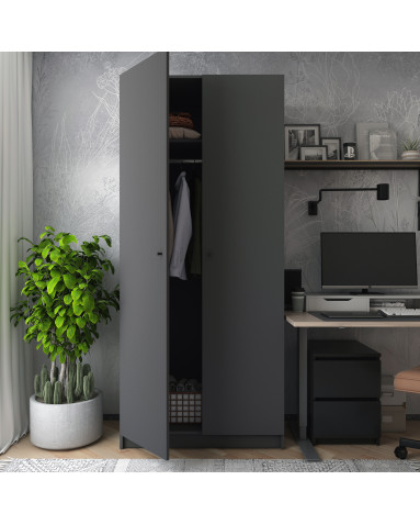 Kleiderschrank Doros Promo mit Drehtüren Anthrazit 2 Türen 90x48x204 (44900523)