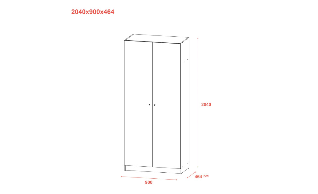 Kleiderschrank Doros Promo mit Drehtüren Anthrazit 2 Türen 90x48x204 (44900523)