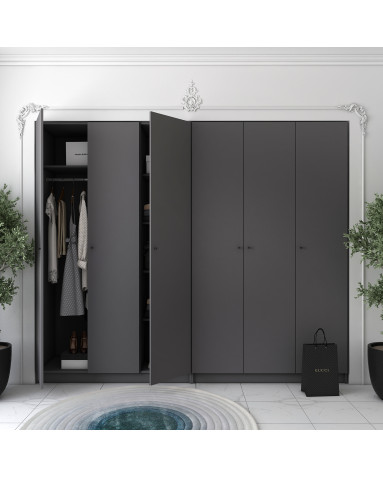Kleiderschrank-Set Doros Promo Anthrazit 3+3 Türen 270x48x204 (42005336)