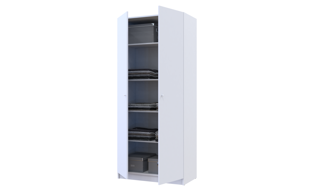 Kleiderschrank Doros Promo mit Drehtüren Weiß mit Böden 2 Türen 90x48x204 (42005100)