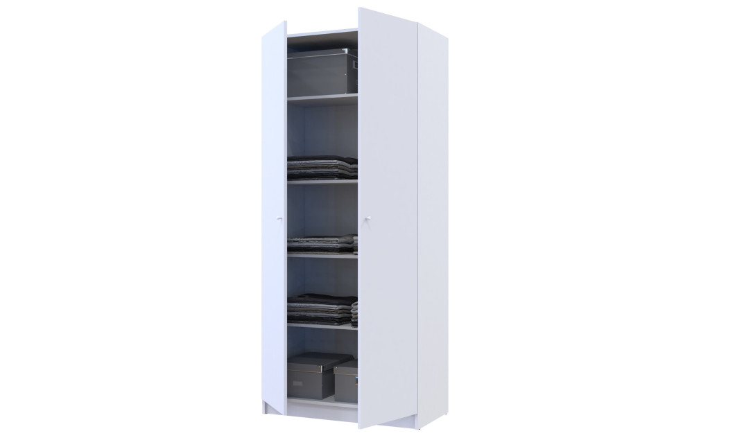 Kleiderschrank Doros Promo mit Drehtüren Weiß mit Böden 2 Türen 90x48x204 (42005100)