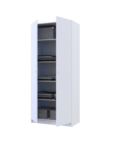 Kleiderschrank Doros Promo mit Drehtüren Weiß mit Böden 2 Türen 90x48x204 (42005100)
