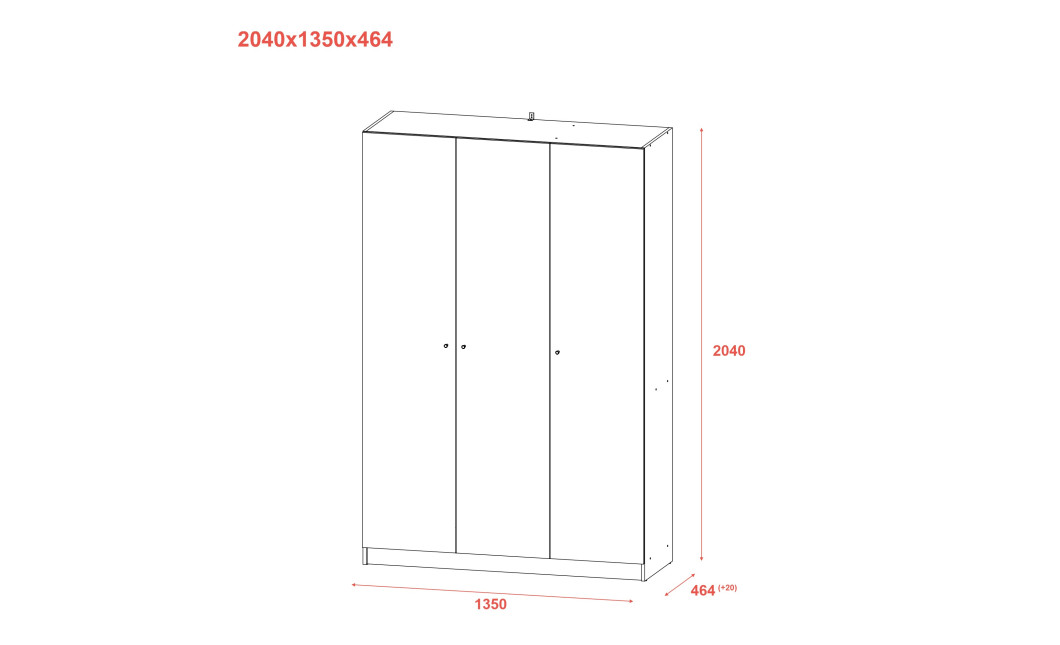 Kleiderschrank Doros Promo mit Drehtüren Kaschmir 3 Türen 135x48x204 (80737669)