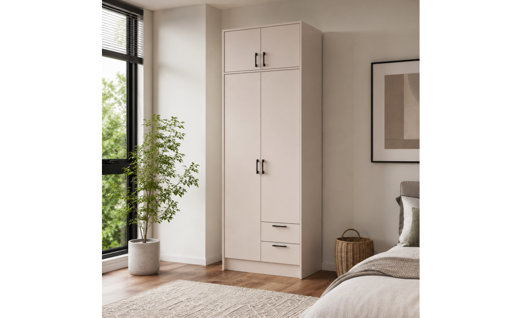 Kleiderschrank Doros Rondi mit Drehtüren mit Oberschrank Kaschmir 2 Türen 82x52x236 (80738469)