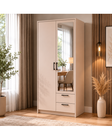 Kleiderschrank Doros Rondi mit Drehtüren mit Spiegel Kaschmir 2 Türen 82x52x195 (80738468)