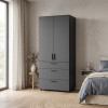 Kleiderschrank Doros Thorn Anthrazit 2 Türen 3 Schubladen Böden 90x51,6x200 (44900446)