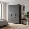 Kleiderschrank Doros Thorn Anthrazit 3 Türen 3 Schubladen Böden 135x51,6x200 (44900494)