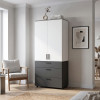Kleiderschrank Doros Thorn Anthrazit/Weiß 2 Türen 3 Schubladen Böden 90x51,6x200 (44900470)