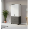Kleiderschrank Doros Thorn Anthrazit/Weiß 2 Türen 3 Schubladen Kleiderstange 90x51,6x200 (44900469)