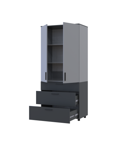 Kleiderschrank Doros Thorn Anthrazit/Grau 2 Türen 3 Schubladen Böden 90x51,6x200 (44900474)