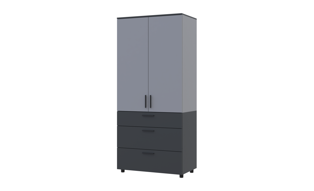 Kleiderschrank Doros Thorn Anthrazit/Grau 2 Türen 3 Schubladen Kleiderstange 90x51,6x200 (44900473)