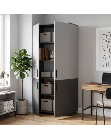 Kleiderschrank Doros Thorn Anthrazit/Grau 2 Türen Böden 90x51,6x200 (44900472)