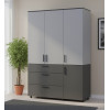 Kleiderschrank Doros Thorn Anthrazit/Grau 3 Türen 3 Schubladen Böden 135x51,6x200 (44900522)